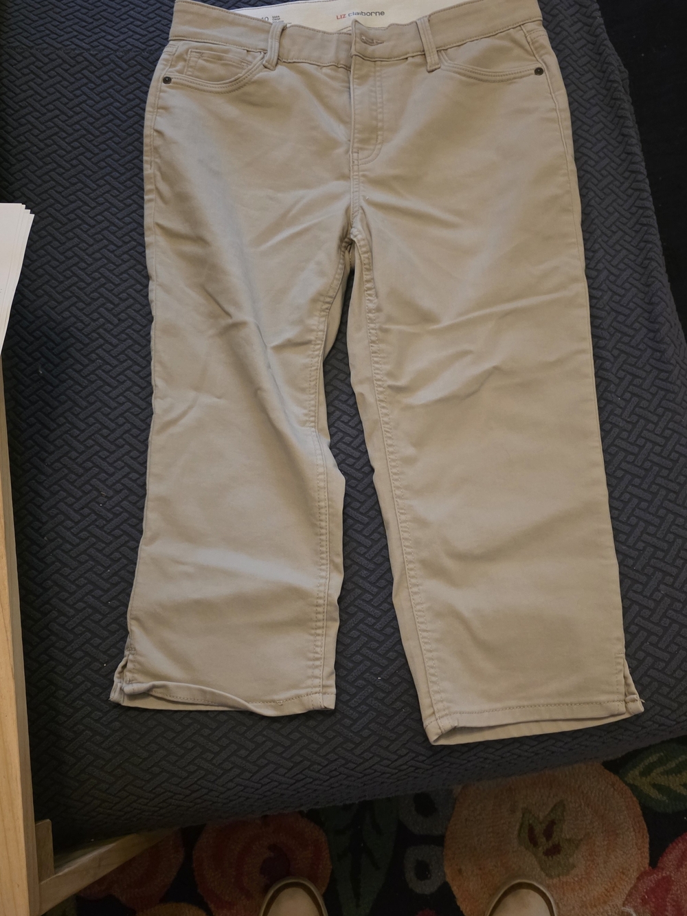Liz Claiborne Khaki Straight-Leg Capri Pants